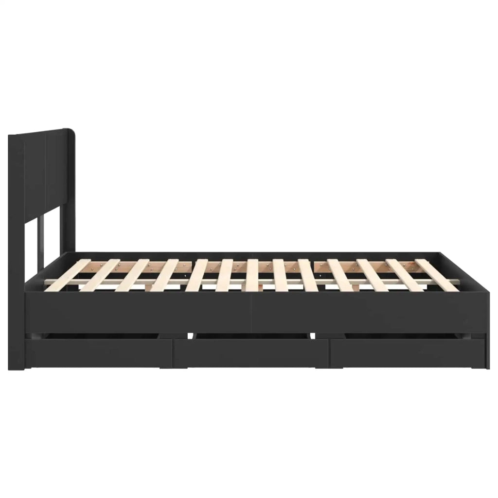 Struttura del letto con stoccaggio e testata Nero 150 x 200 cm 3414294