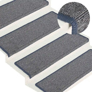 Tappetini per scale 15 pz 65x21x4 cm Grigio chiaro e blu con bordo rettangolare 326200