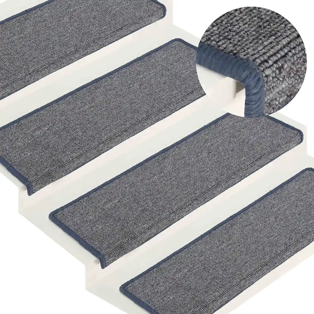 Tappetini per scale 15 pz 65x21x4 cm Grigio chiaro e blu con bordo rettangolare 326200