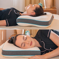 Cuscino Antirussamento Memory Foam Ergonomico 55x40x10/12 cm – Supporto Cervicale Ortopedico per Dormire su Schiena e Fianco  Federa Traspirante Rimovibile Ideale per Chi Soffre di Russamento e Dolori Cervicali