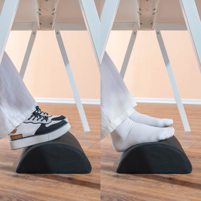 Poggiapiedi Ergonomico da Scrivania in Memory Foam 43x28x10 cm Supporto Ortopedico Circolazione per Piedi e Gambe sotto la Scrivania Cuscino Antiscivolo per Postura Corretta in Ufficio o Casa