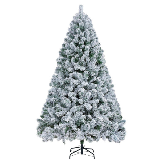 Albero di Natale Innevato Artificiale Con Effetto Neve Realistico Bianco Facile da Montare Rami Fitti Modellabili in PVC con Base in Acciaio 240 cm