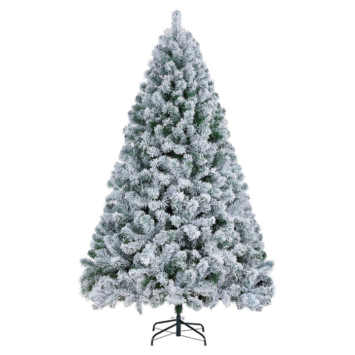 Albero di Natale Innevato Artificiale Con Effetto Neve Realistico Bianco Facile da Montare Rami Fitti Modellabili in PVC con Base in Acciaio 240 cm