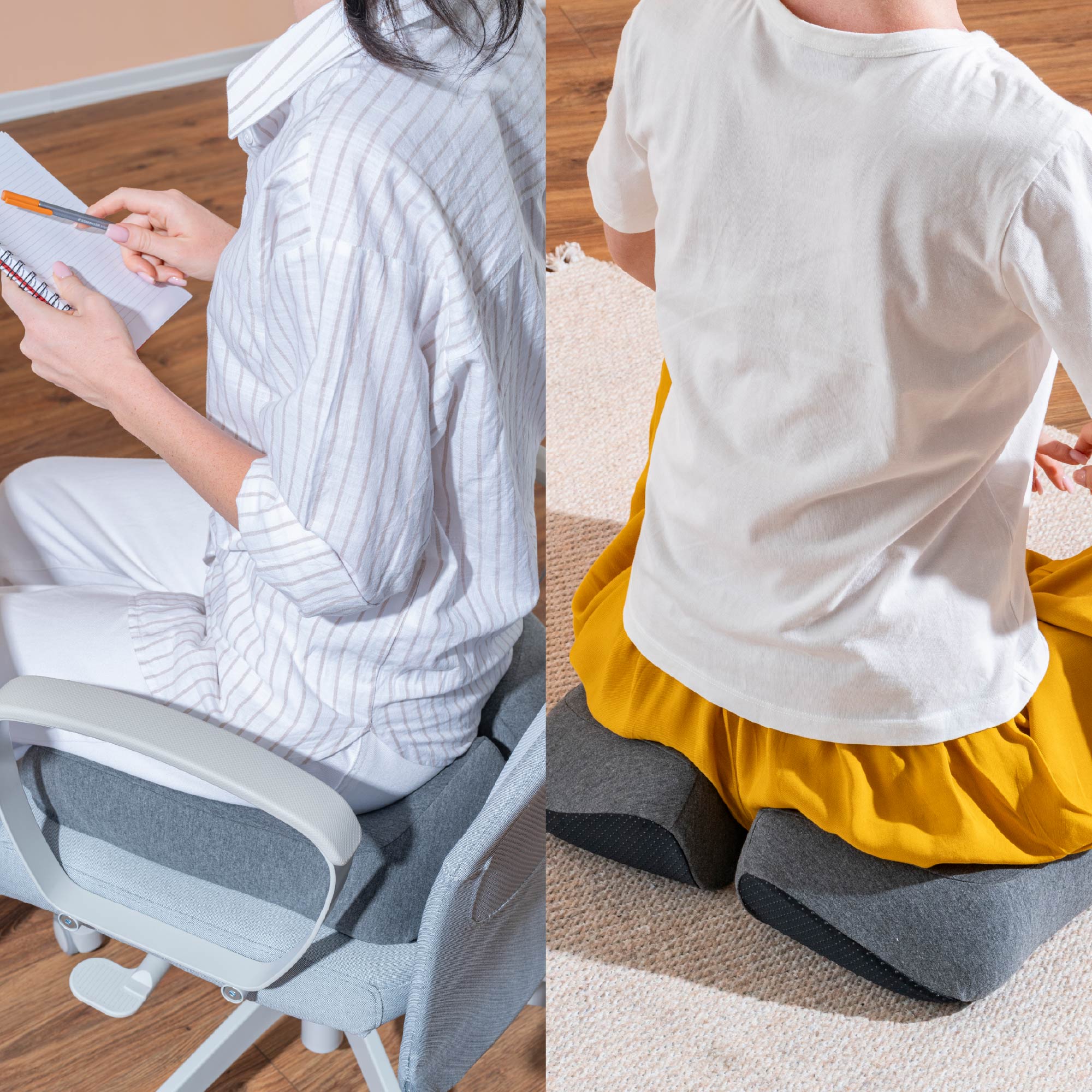 Cuscino Ergonomico in Memory Foam 47x41x12 cm Seduta Ortopedica per Sedia da Ufficio e Meditazione Supporto Antidolore per Schiena, Coccige e Postura, con Rivestimento Traspirante Rimovibile