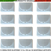 Sirena Antifurto Piezoelettrica 12 Pezzi Fissaggio a Parete Interna Bitono da 1500/4000 Hz 120 dB Alimentazione 12 Vcc Assorbimento 350 mA 4 Morsetti Polarizzati Protezione Tamper Contenitore ABS IP32