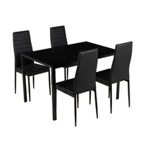 Set Sedie e Tavolo da Pranzo con Ripiano in Vetro Temperato e Sedia Imbottite in Similpelle Nera – Design Moderno, 4 o 6 Posti – Ideale per Cucina o Soggiorno   Nero - 4 Posti