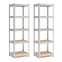 Set di 2 Scaffali in Metallo, Scaffalature a 5 Ripiani Regolabili, Senza Viti, Scaffale Salvaspazio Garage, Magazzino, Portante 875 kg 40x60x180 cm