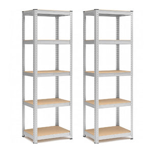 Set di 2 Scaffali in Metallo, Scaffalature a 5 Ripiani Regolabili, Senza Viti, Scaffale Salvaspazio Garage, Magazzino, Portante 875 kg 40x60x180 cm