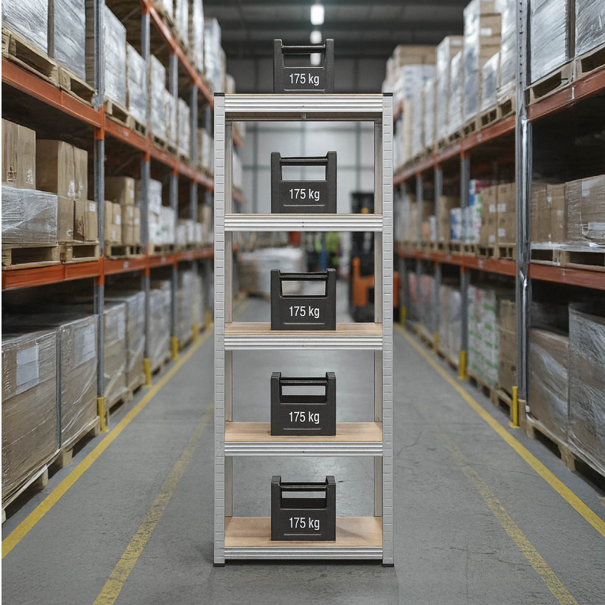 Set di 2 Scaffali in Metallo, Scaffalature a 5 Ripiani Regolabili, Senza Viti, Scaffale Salvaspazio Garage, Magazzino, Portante 875 kg 40x60x180 cm