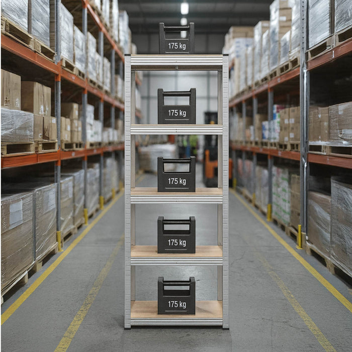 Set di 2 Scaffali in Metallo, Scaffalature a 5 Ripiani Regolabili, Senza Viti, Scaffale Salvaspazio Garage, Magazzino, Portante 875 kg 40x60x180 cm