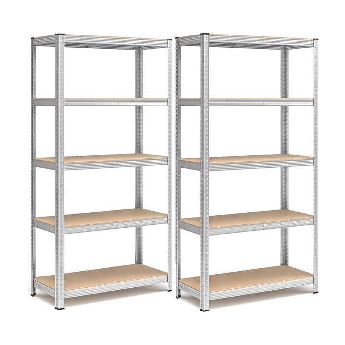 Set di 2 Scaffali in Metallo, Scaffalature a 5 Ripiani Regolabili, Senza Viti, Scaffale Salvaspazio Garage, Magazzino, Portante 875 kg 40x90x180 cm