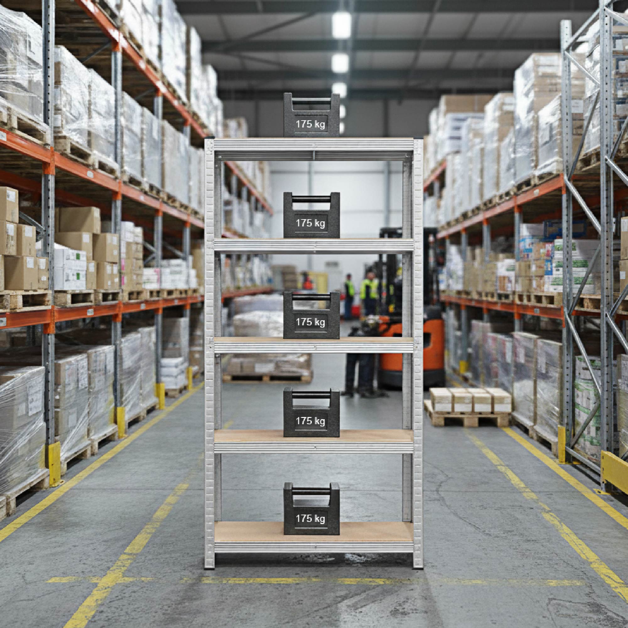 Set di 2 Scaffali in Metallo, Scaffalature a 5 Ripiani Regolabili, Senza Viti, Scaffale Salvaspazio Garage, Magazzino, Portante 875 kg 40x90x180 cm