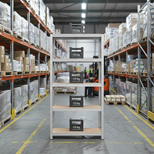 Set di 2 Scaffali in Metallo, Scaffalature a 5 Ripiani Regolabili, Senza Viti, Scaffale Salvaspazio Garage, Magazzino, Portante 875 kg 40x90x180 cm