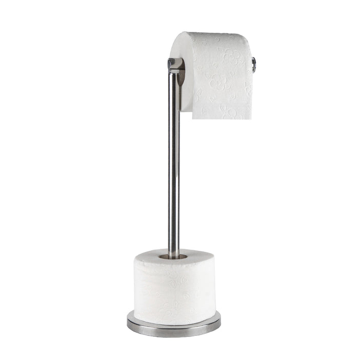 Portarotolo Carta Igienica da Pavimento in Acciaio Inox – Porta Rotoli WC Moderno con Base Stabile Antiscivolo – Fino a 4 Rotoli (1+3) – Design Elegante per Bagno, Casa e Hotel