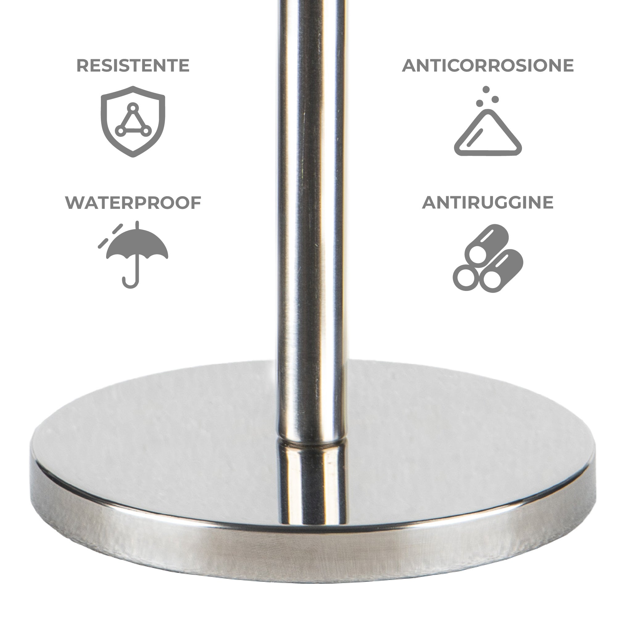 Portarotolo Carta Igienica da Pavimento in Acciaio Inox – Porta Rotoli WC Moderno con Base Stabile Antiscivolo – Fino a 4 Rotoli (1+3) – Design Elegante per Bagno, Casa e Hotel