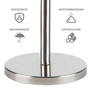 Portarotolo Carta Igienica da Pavimento in Acciaio Inox – Porta Rotoli WC Moderno con Base Stabile Antiscivolo – Fino a 4 Rotoli (1+3) – Design Elegante per Bagno, Casa e Hotel