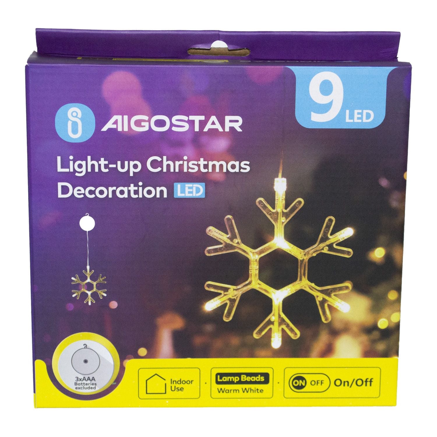 LUCE DECORAZIONE NATALIZIA 9 LED FIOCCO DI NEVE