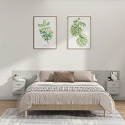 Testiera Letto con Comodini-Testiera con Contenitore in Legno Multistrato Grigio Cemento 686704