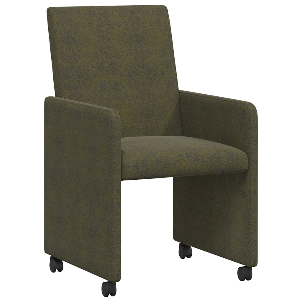 Sedie da Pranzo con Ruote 2 pcs Verde militare 57 x 66 x 94 cm 42017828