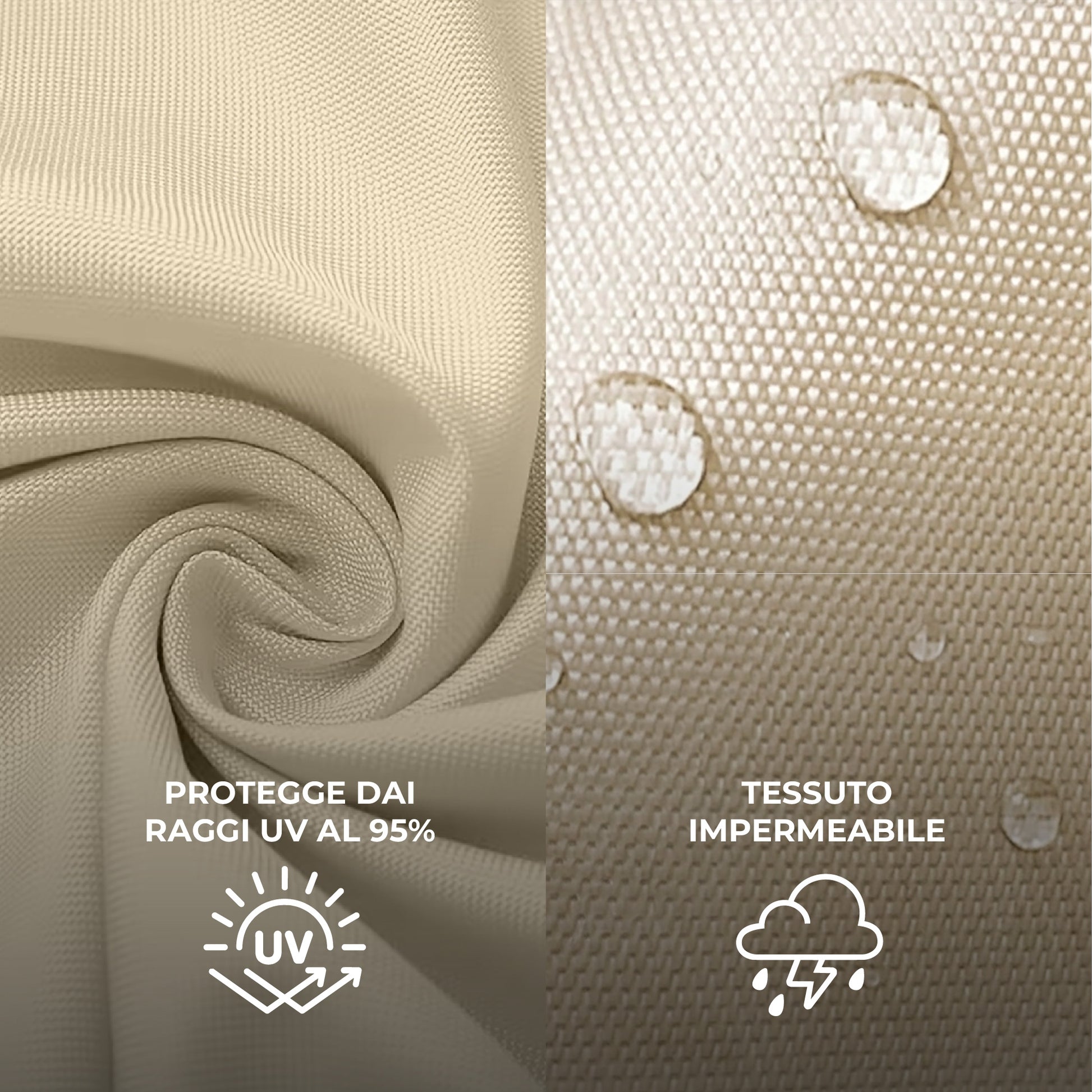 Tenda a Vela Ombreggiante Impermeabile con Anelli Rinforzati Copertura Sole per Giardino Terrazzo Balcone Patio Diverse Forme e Misure Beige - Quadrata3x3 Metri
