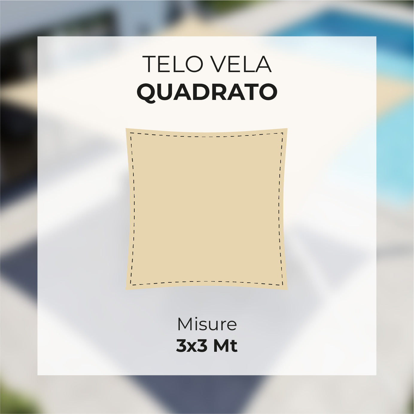 Tenda a Vela Ombreggiante Impermeabile con Anelli Rinforzati Copertura Sole per Giardino Terrazzo Balcone Patio Diverse Forme e Misure Beige - Quadrata3x3 Metri