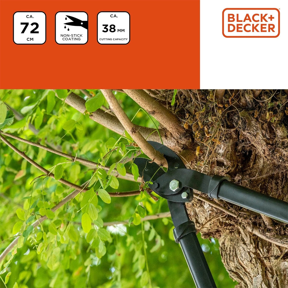 BLACK+DECKER Cesoie per Rami Capacità di Taglio 38mm Forbici da Potatura 72 cm