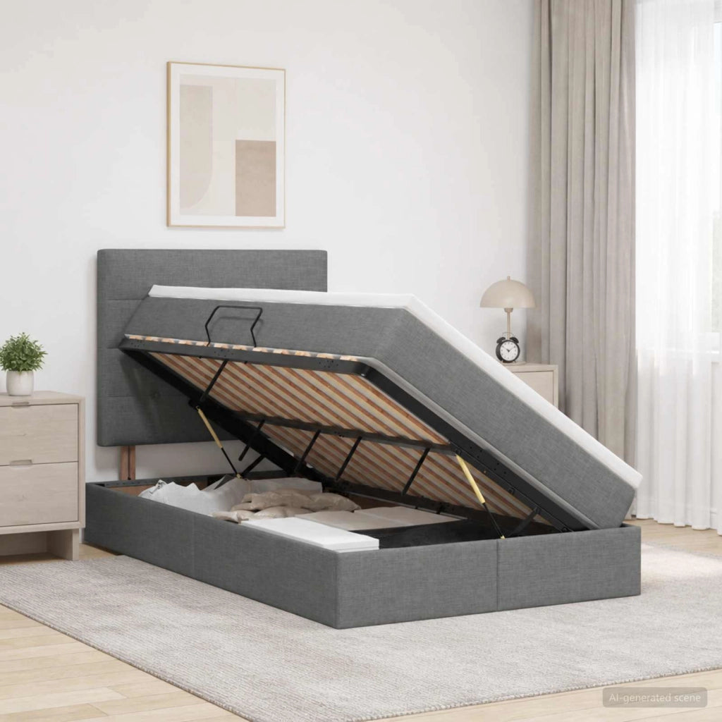 Letto con contenitore e materasso Grigio Scuro 120 x 200 cm 3459496