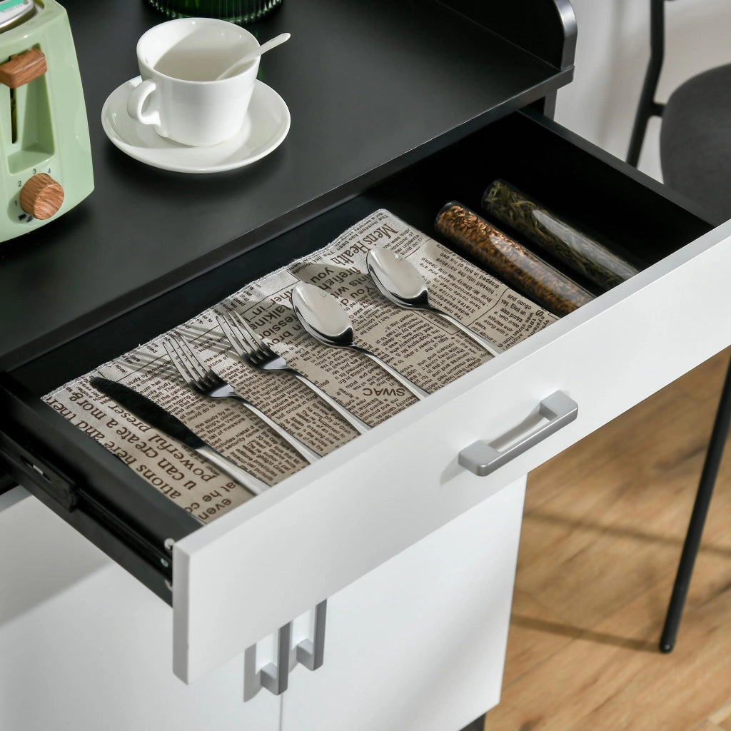 Mobiletto 1 Cassetto 2 Ante 60x40x90 cm in MDF Bianco e Nero
