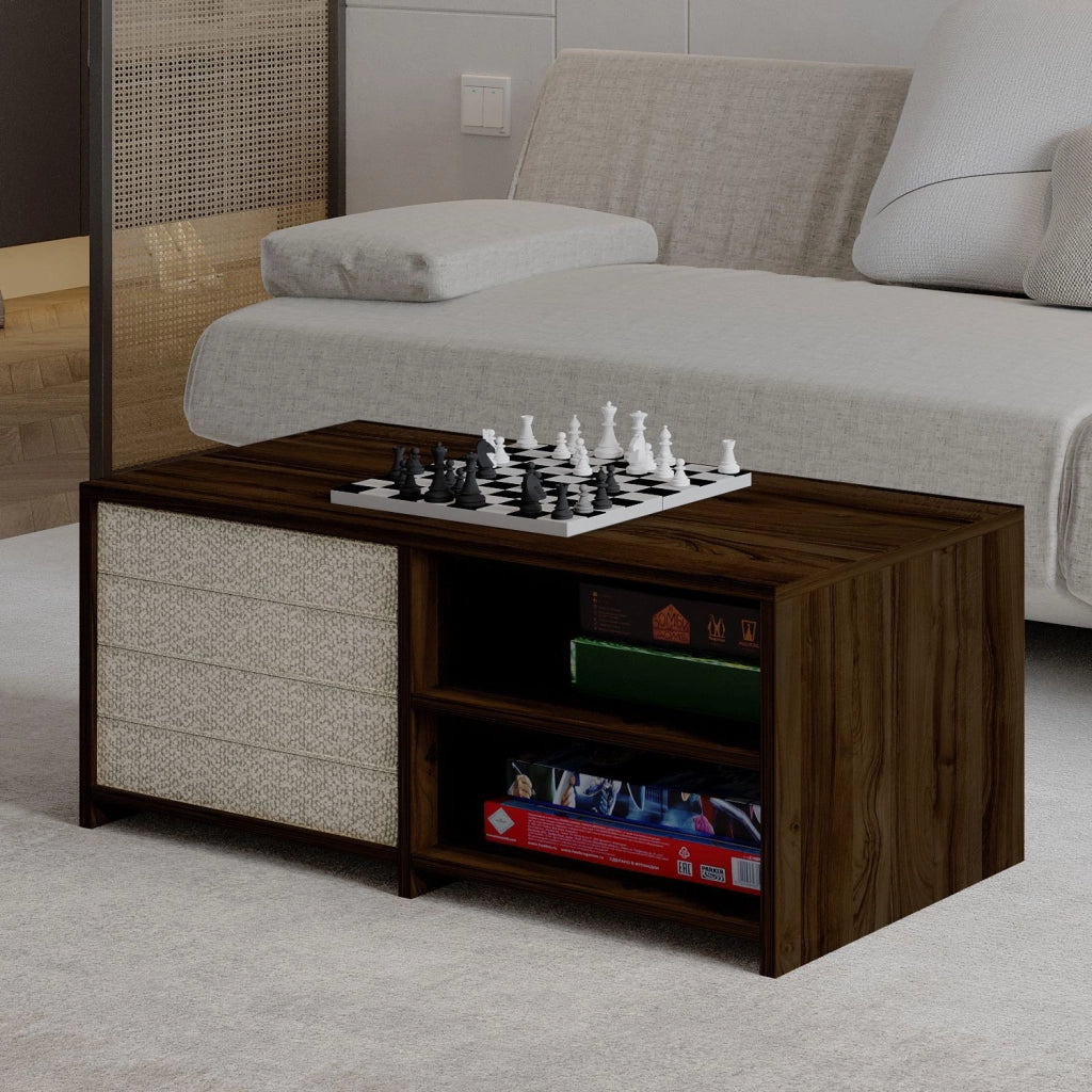 Tavolino in legno "Gord" - 90 x 45 x 44 cm - Marrone