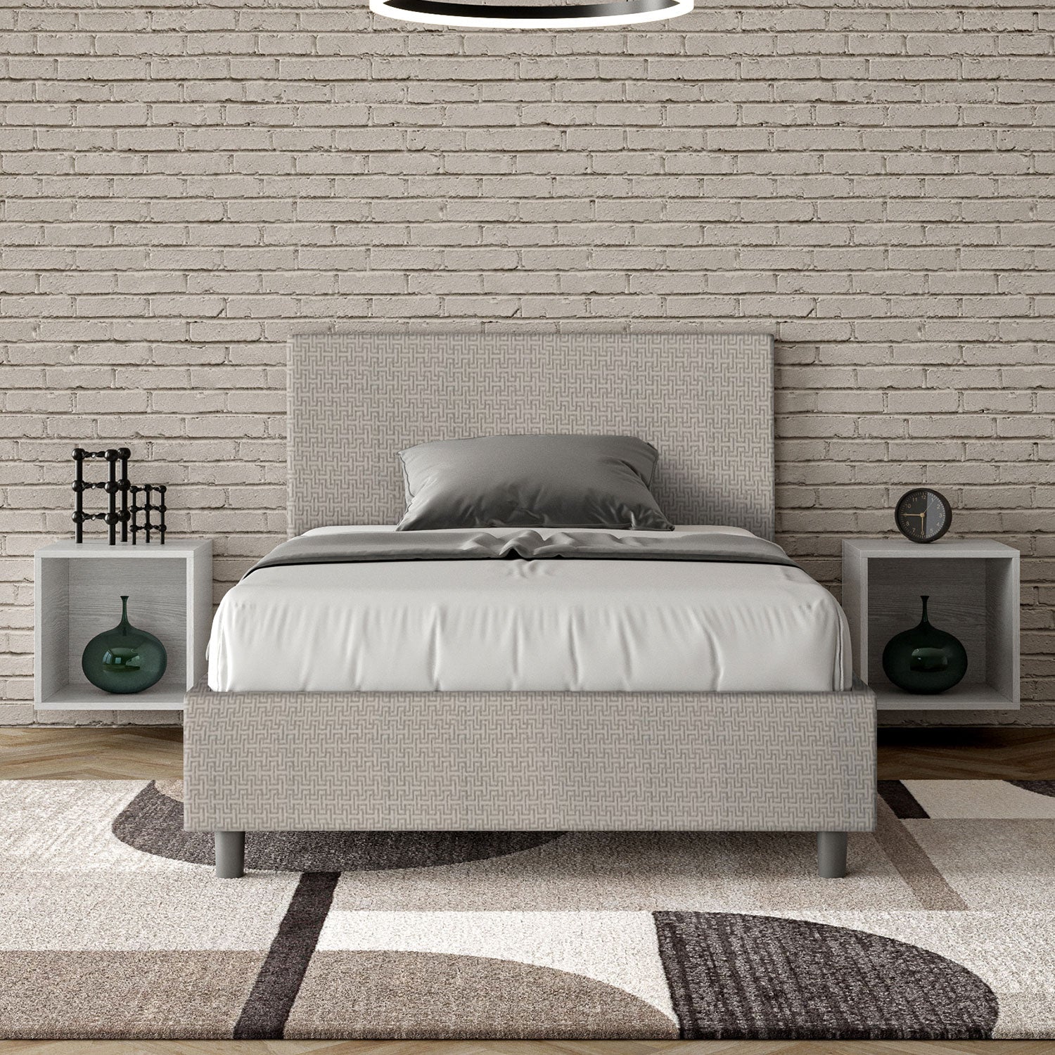 Letto 1 Piazza e Mezzo 120x190 cm Senza Rete Adele Labirinto 01 Bianco