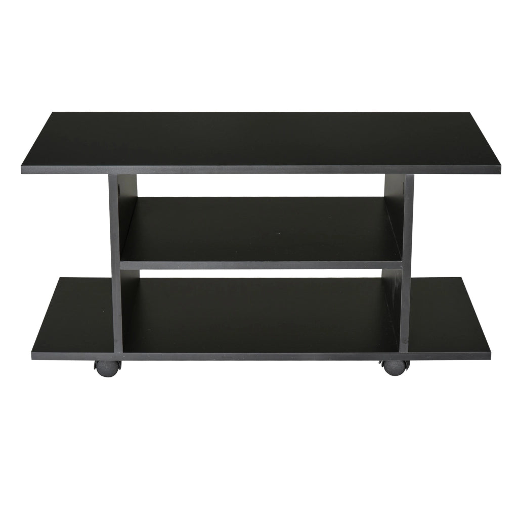 EasyComfort Mobile TV Moderno con Ripiani, Mobiletto Porta TV da 42" con Ruote Girevoli a Freni, 2 Piccolo Ripiani Laterali per Soggiorno e Camera da Letto, 80x40x40 cm, Nero
