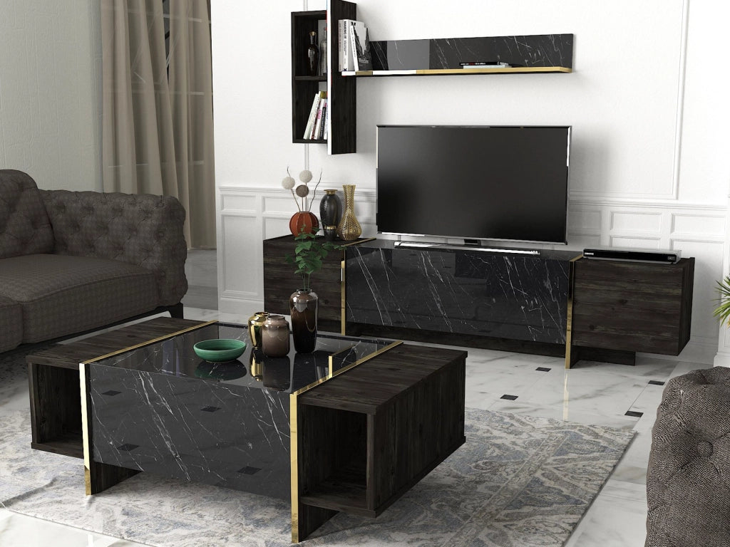 Tavolino in legno "Veyron" - 103 x 60 x 37 cm - BlackGold
