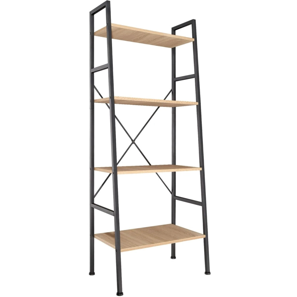 Libreria grande in stile industriale/vintage con 4 ripiani 139 cm beige 08_0000559