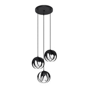 Lampada a sospensione moderna in acciaio nero a 3 luci TULOS Crimson 30x117 cm