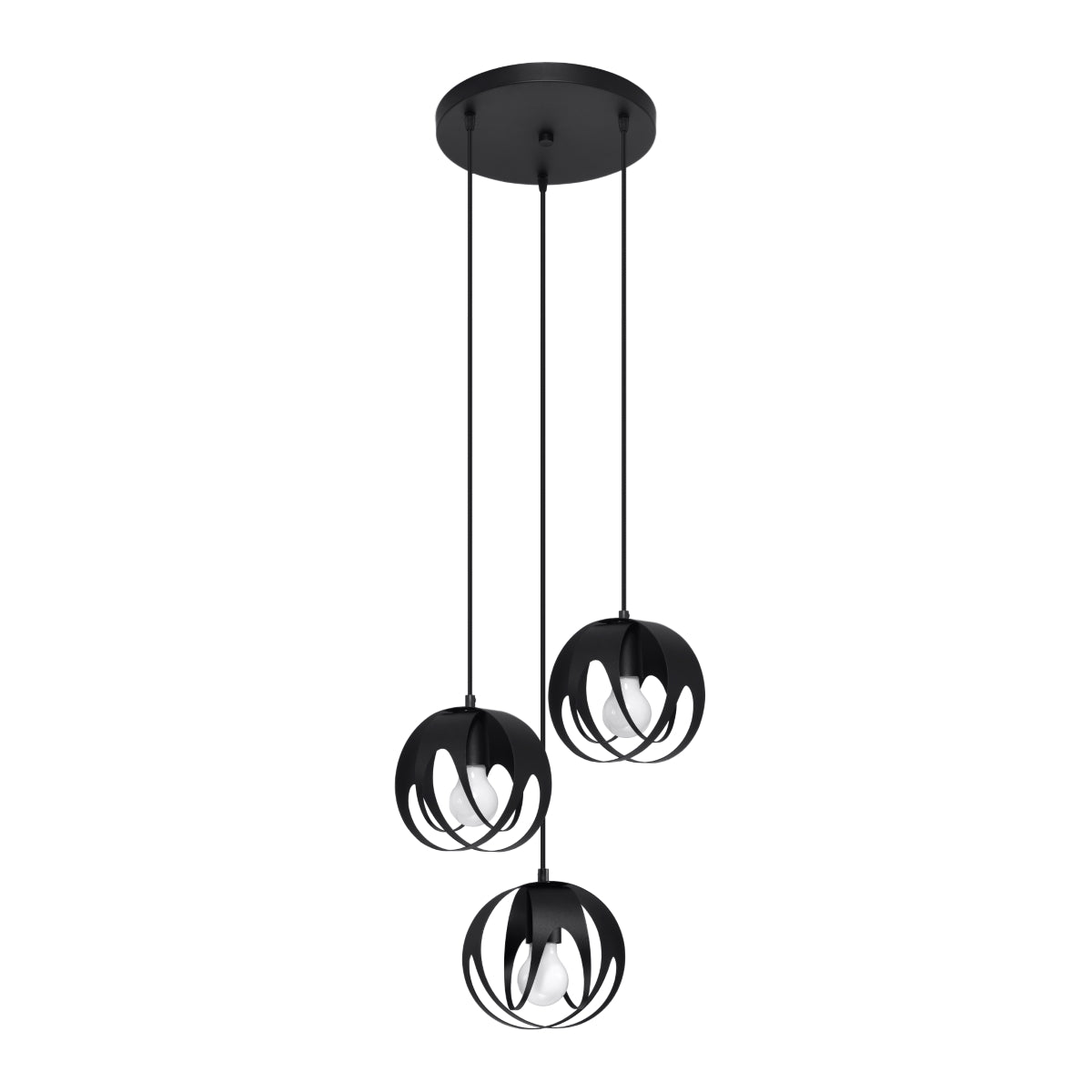 Lampada a sospensione moderna in acciaio nero a 3 luci TULOS Crimson 30x117 cm