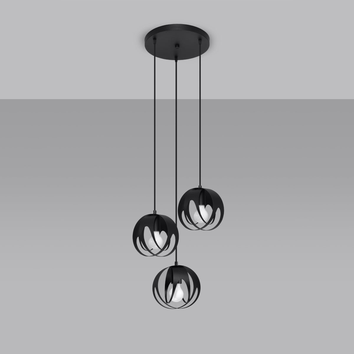Lampada a sospensione moderna in acciaio nero a 3 luci TULOS Crimson 30x117 cm