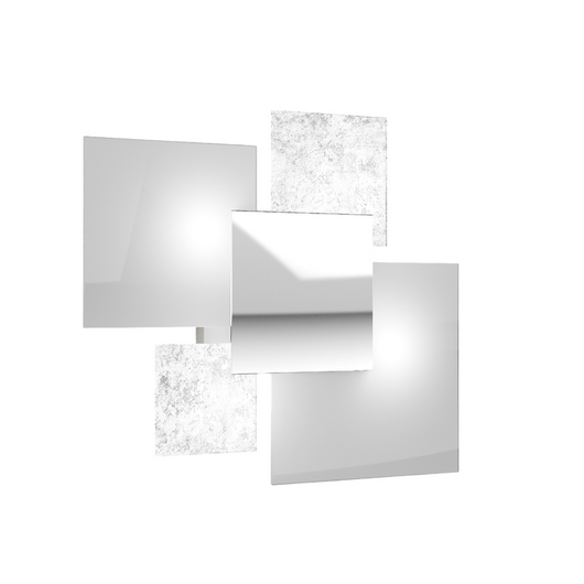 Lampada da soffitto moderna 1088/45-FA Vetri Bianchi e Foglia Argento 4xG9