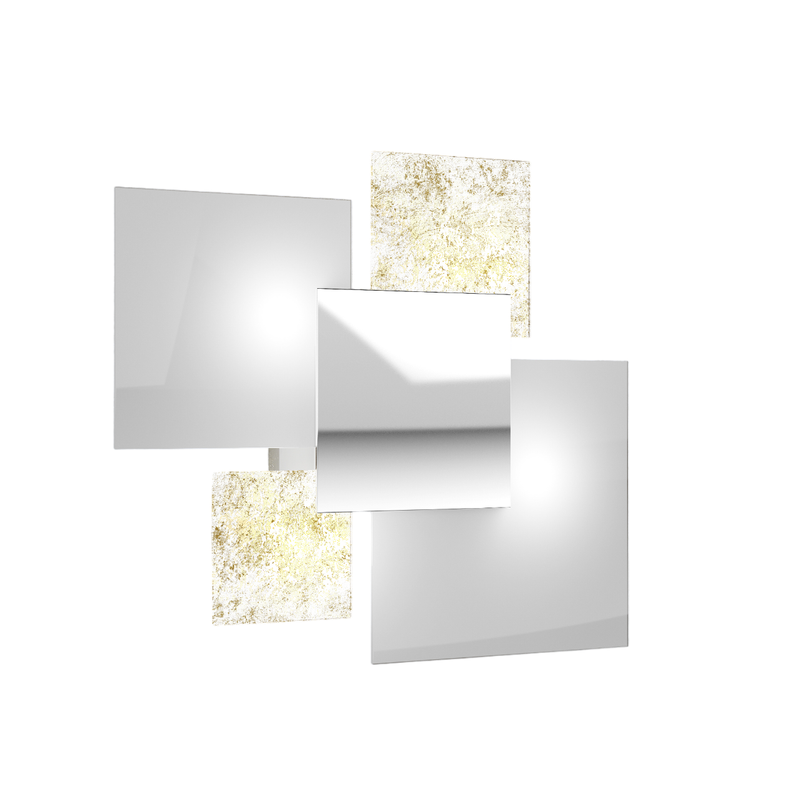 Lampada da soffitto moderna 1088/45-FO Vetri Bianchi e Foglia Oro 4xG9