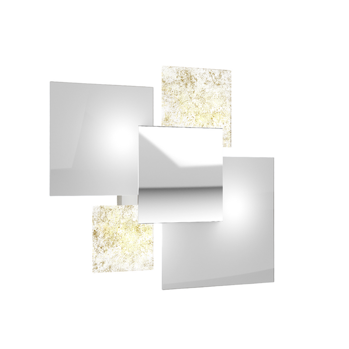 Lampada da soffitto moderna 1088/45-FO Vetri Bianchi e Foglia Oro 4xG9