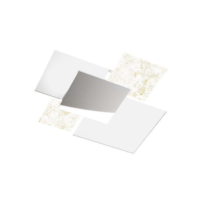 Lampada da soffitto moderna 1088/70-FO Vetri Bianchi e Foglia Oro 4xE27