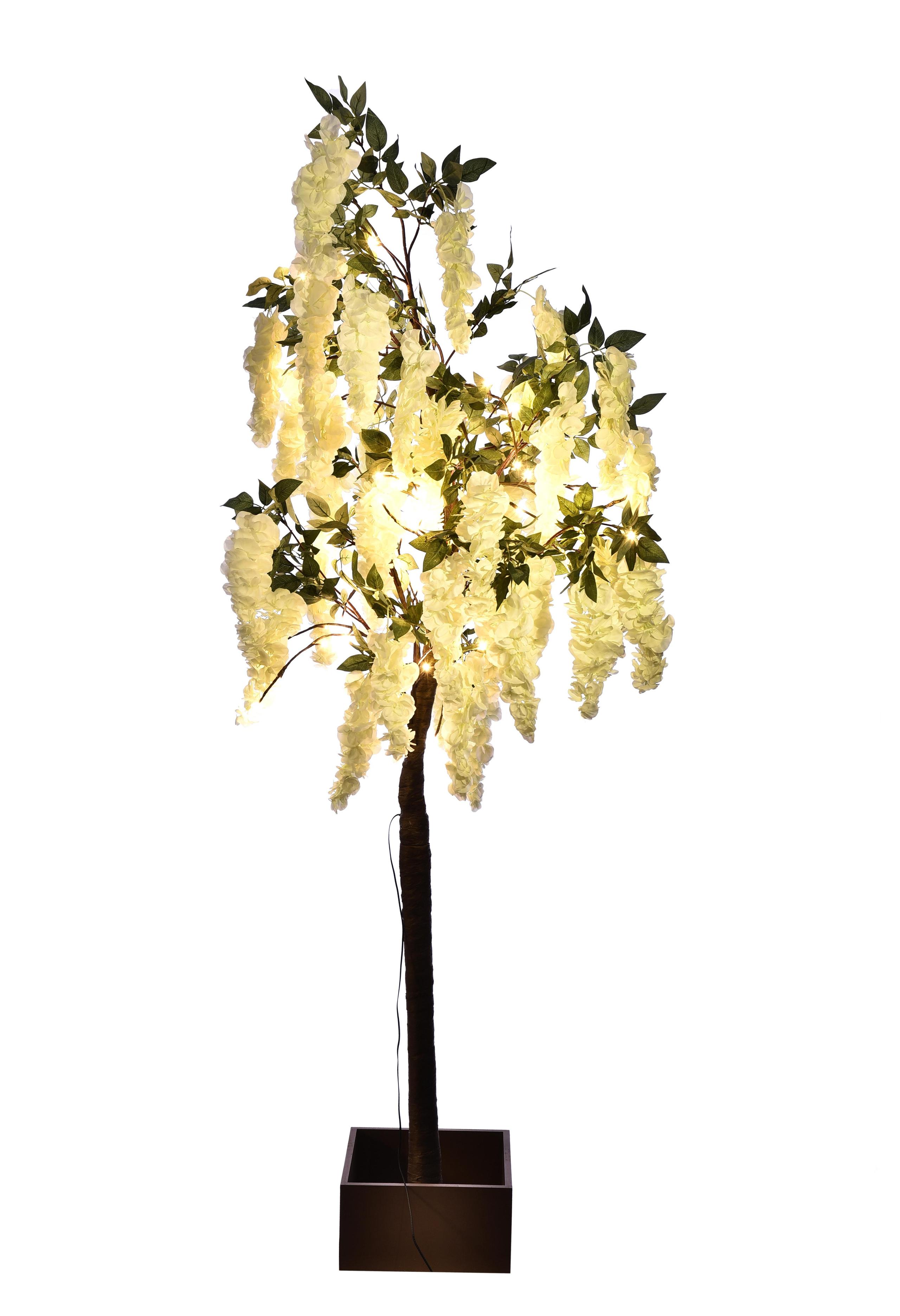 Glicine Artificiale ad Uso interno con Led Altezza 170 cm Bianco