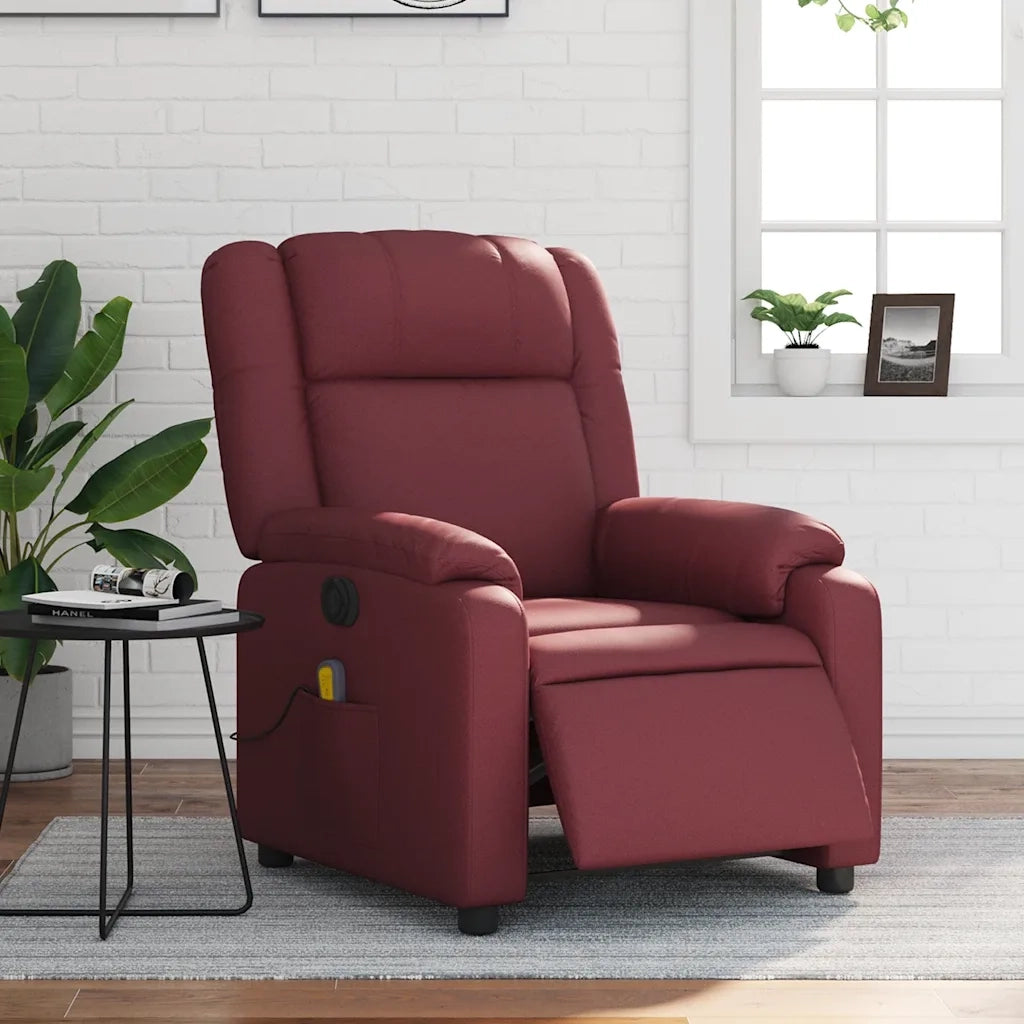 Poltrona Massaggiante | Sedia Relax Reclinabile Rosso Vino in Similpelle