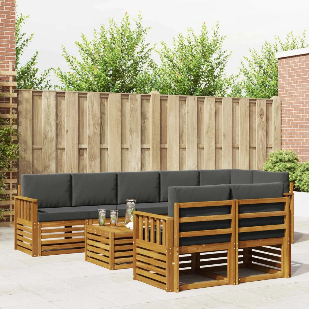 Set divani 9 pcs Naturale e Antracite Legno di Acacia Massello 3375042