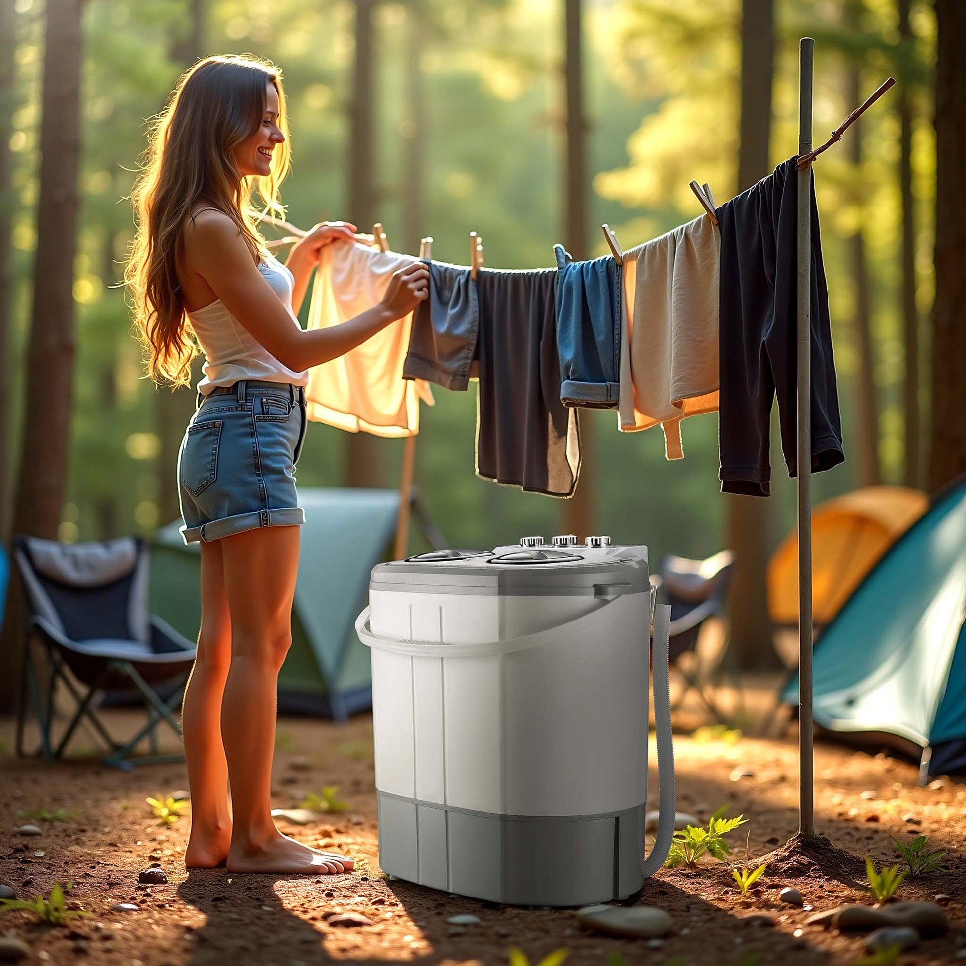 Lavatrice da camper 230 W 60 x 36 x 60 cm, lavatrice portatile con centrifuga, lavatrice da campeggio Capacità di lavaggio 3 kg/centrifuga 2 kg