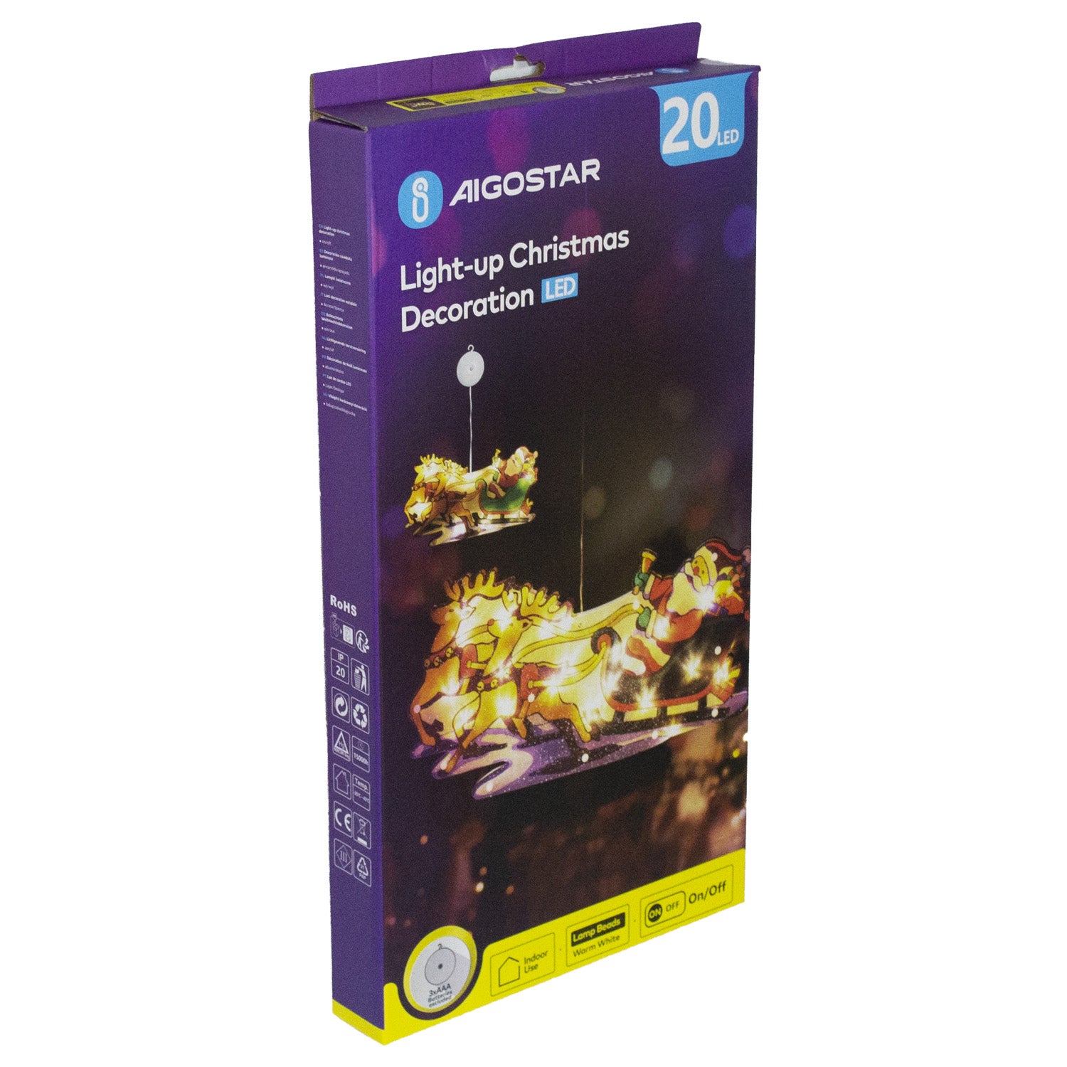 LUCE DECORAZIONE NATALIZIA 20 LED SLITTA BABBO NATALE