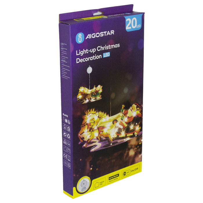 LUCE DECORAZIONE NATALIZIA 20 LED SLITTA BABBO NATALE