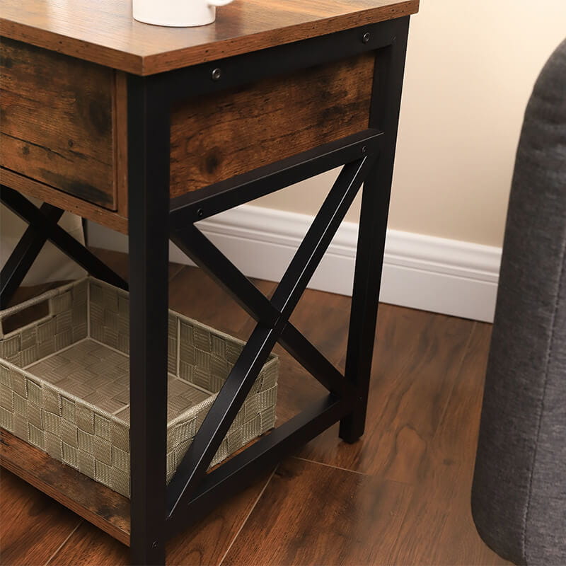 Valora TABLE CABINET Comodino in acciaio marrone rustico per camera da letto