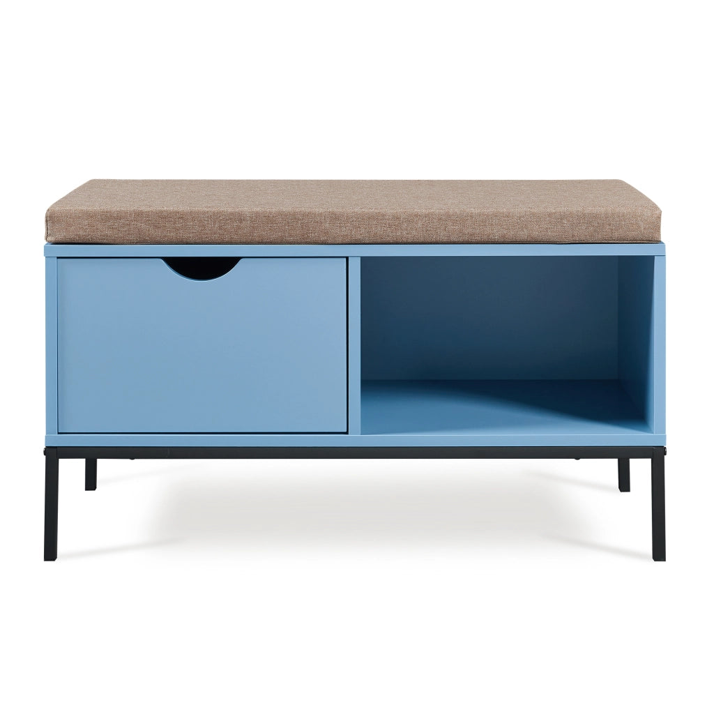 Panca Portascarpe Colwyn con Cuscino Scarpiera con Seduta Imbottita 80 x 40 x 45 cm - Blu [en.casa]