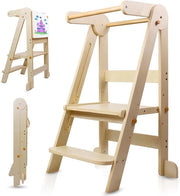 Tavolo di apprendimento in legno con progetto pieghevole e lavagne magnetiche - 3 altezze regolabili - Adatto per bambini di 1-6 anni