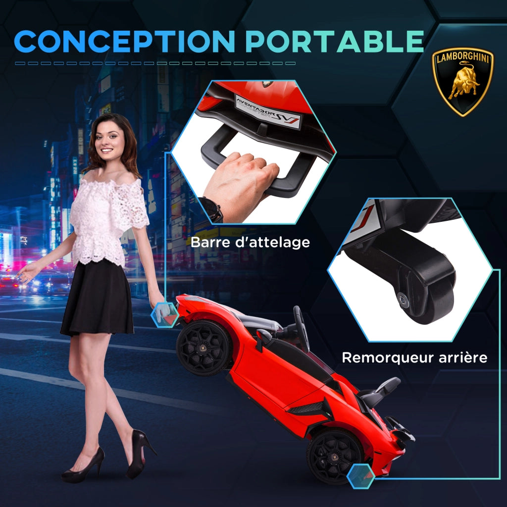 Auto elettrica per bambini Lamborghini Aventador SVJ 12V ¨C zephmum ¨C Rosso, Telecomando